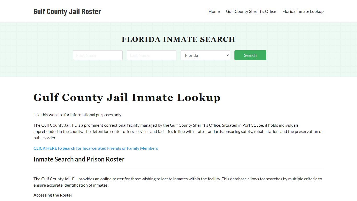 Gulf County Jail Roster Lookup, FL, Inmate Search